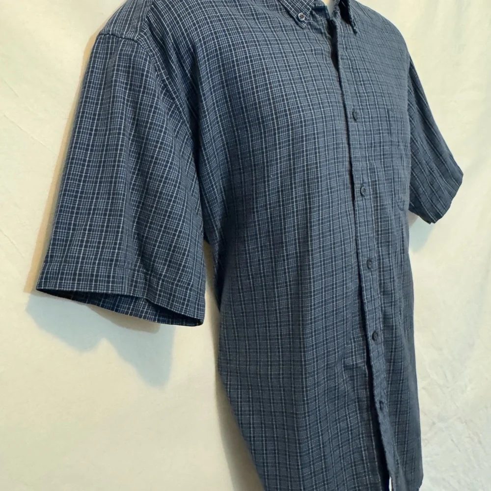 C-161 Men’s Dockers Blue & Black Plaid Short Sleeve Casual Button Down‎ Shirt
